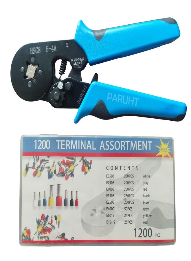 PARUHT Ferrule Crimping Tool Kit, Crimper Plier with 1200-Pcs Wire End Ferrules Adjustable Rachet Tool Kit for AWG 23-7 Electrical Wire Connectors, 0.25-10mm² Black FTC-2510 - Image 5